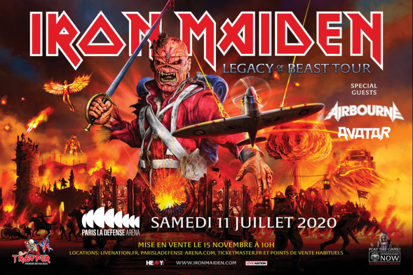 Iron Maiden en concert à Paris La Défense Arena en juillet 2020